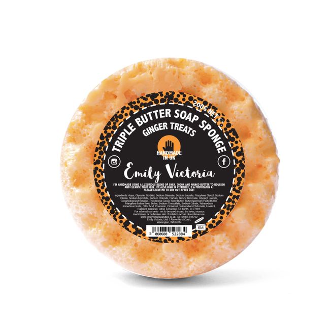 Emily Victoria Triple Butter Soap Sponge - Ginger Treats Spicy & Sweet Scent 200g