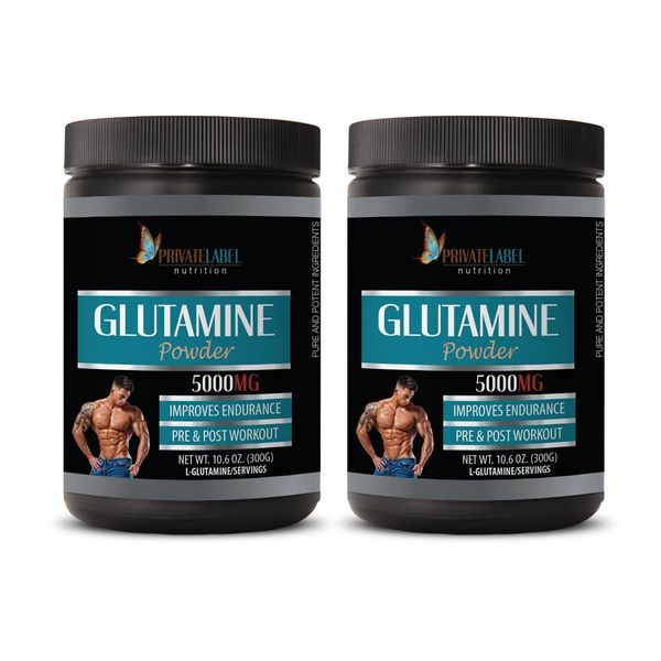 muscle builder - GLUTAMINE POWDER 5000mg - bcaa glutamine - 2 Cans