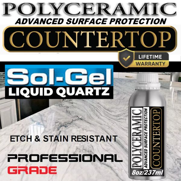 MARBLE COUNTERTOP SEALER POLYCERAMIC CLEAR COATING ETCH & STAIN RESISTANT - KIT