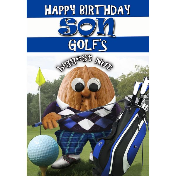 Birthday Card for Son – Golf Nut - Full Colour Inside = Posted Same Day!
