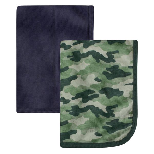 Hudson Baby Unisex Baby Thermal Receiving Blanket 2pk, Basic Camo, One Size