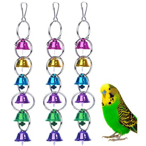 Fejapa 3 Pack Bird Bells Toy Chewing Hanging Ring Toy Cage Bite for Pet Budgie Parakeet Cockatiel Conure Macaw African Grey Eclectus Cockatoo Finches Lovebird Quaker Parrot Finch Canary