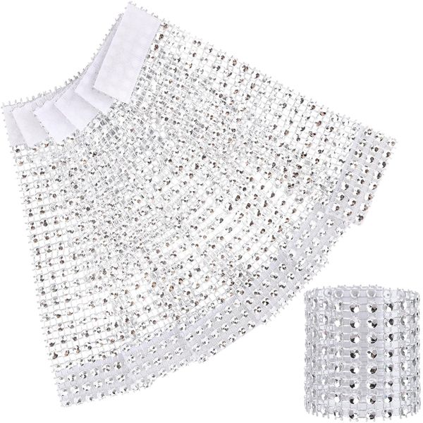 Napkin Rings Set of 150 Silver Rhinestone Mesh Napkin Holders for Table Decorations or DIY Decoration