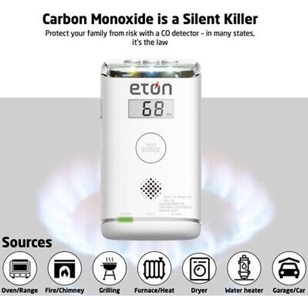 Eton Blackout Buddy CO Wall Plug-In Carbon Monoxide Alarm, Flashlight & Battery