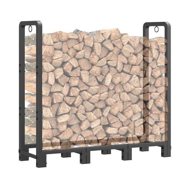 4ft Firewood Rack Outdoor Indoor Upgraded Heavy Duty Adjustable Fire Wood Rac...