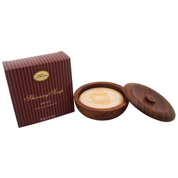 The Art of Shaving Shaving Soap Set - Shave Soap Refill with Wood Shaving Bowl, Protects Against Irritation, Sandalwood, 3.3 Ounce