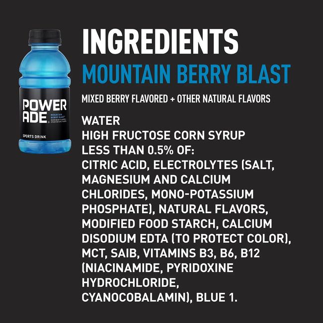 Powerade, Electrolyte Enhanced Sports Drinks W Vitamins, Mountain Berry Blast, 20 fl oz, 24 Pack