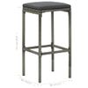 FAMIROSA Bar Stools with Cushions 2 pcs Gray Poly Rattan e,Weight-19 lbs