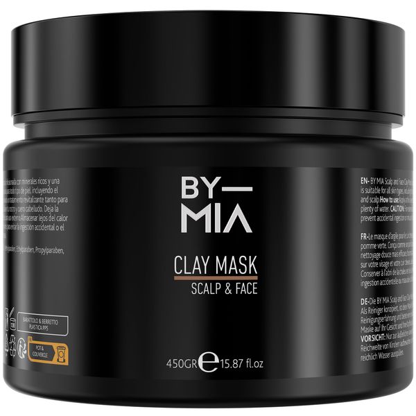 BY MIA Scalp & Face Clay Maske 450 gr | Erfrischender Duft von grünem Apfel | Reichhaltige Mineralien | Für alle Hauttypen | Natürliche Tonerde-Gesichtsmaske