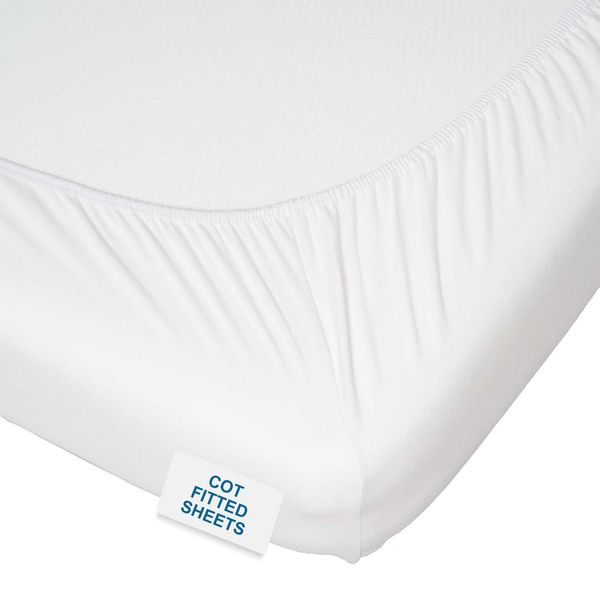 Proheeder Cot Bed Mattress Protector - Terry Noiseless, Super Soft Breathable & Washable Topper in Cosy Fleece for Comfort & Warmth - Quilted Mattress Topper with Stretch Skirt | (White, 140x70 cm)