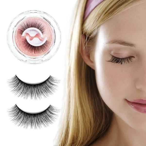 Jiakalamo 4 Paar künstliche Wimpern, selbstklebend, natürlich, gelockt, falsche Wimpern, D-Locken, flauschig, dünn, künstliche Wimpern für das tägliche Make-up(4 Paar falsche Wimpern)