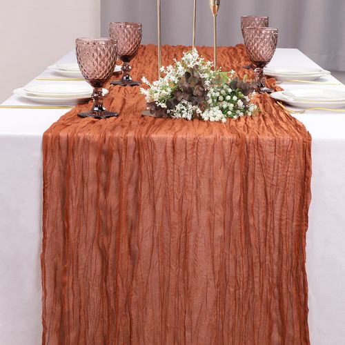 LVEFIT 4PCS Terracotta Cheesecloth Table Runner 13.3ft Long Gauze Table Runner Rustic Wedding Cheese Cloths Decor for Wedding Bridal Baby Shower Birthday Party Wedding Decorations Boho Table Runner