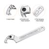 sourcing map 3/4-2"(19-51mm) C Spanner Wrench Adjustable Round Pin Spanner Wrenches Tool Chrome Vanadium for Lock Nuts Machine Tools Mechanical Tool, Silver Tone