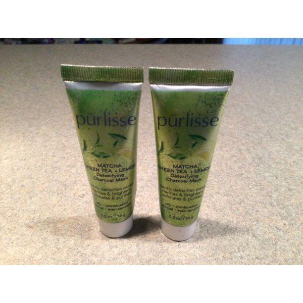 Purlisse Matcha Green Tea + Lemon Detoxifying Charcoal Mask .5 oz~lot of 2