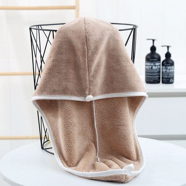 Hair Drying Towel, Dry Cap, Super Absorbent, Extra Thick Hair Towel/Hair Cap, Coral Fleece Dryer Towel, Quick Drying, Absorbent Bath Supplies, Unisex (Brown)