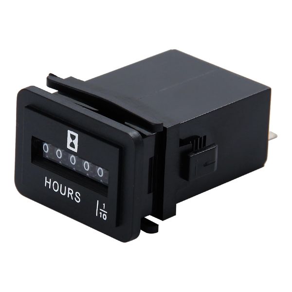 Jayron JR-HM001 Snap in Mechanical Hour Meter Rectangular Hour Meter for DC 6V to 80V Power Equipment Such as Fork Lifts,Golf carts,Floor Care Equipment,and Any Other Battery Powered Equipment