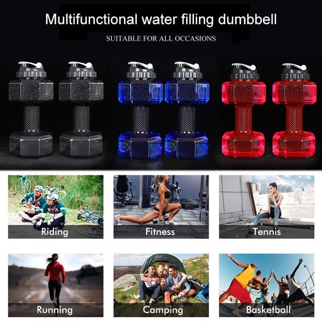 Dumbbell Water Bottle Sports Fitness Drinking Bottle for Men Women Training  Cup Leakproof Outdoor Camping Drinker