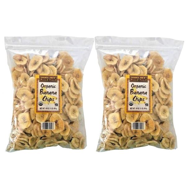 Trader Joe's Organic Banana Chips 16 oz (Pack of 2)