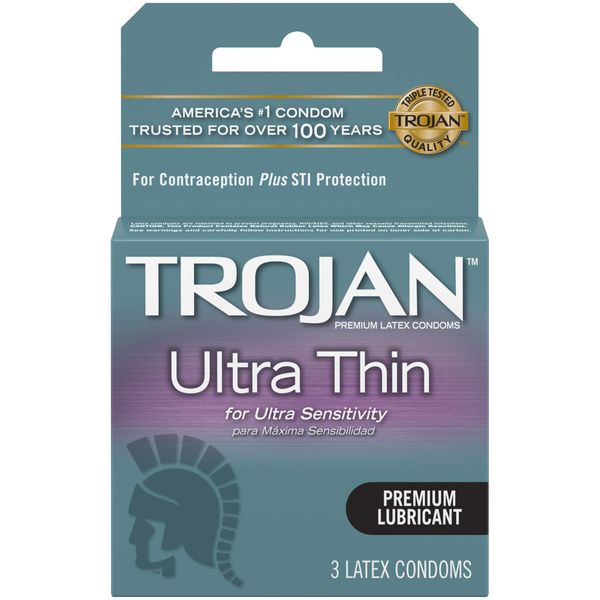 Trojan Condoms Ultra Thin Lubricated Latex - 3ct, Pack of 3