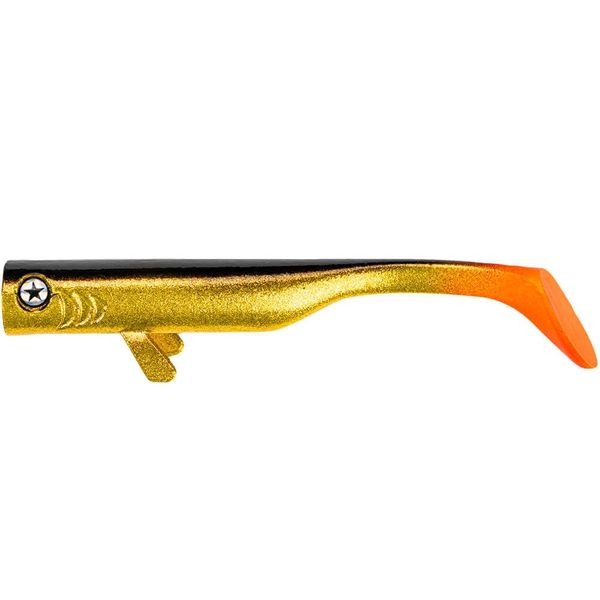 LMAB Drunk Bait 8, 12, 16 & 20 cm - Rubber Fish Fishing Lure - Rubber Bait for Zander, Perch & Pike - Zander Bait Perch Bait Pike Bait (12 cm, Gold Orange)