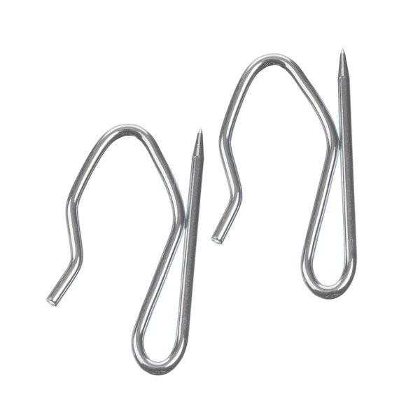 The Bead Shop Hochbelastbare Metall Gardinenhaken Stifthaken | (50er Pack) für Bleistiftfalte und schwere Vorhänge | Vorhanghaken Silber (34 x 19 mm)