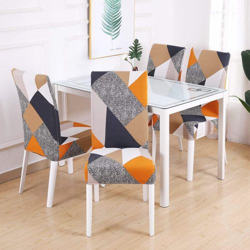 TOMMO Dining Room Chair Covers Set of 4, Stretch Removable Washable Spandex Dining Chair Slipcovers Protectors, Kitchen Chair Covers for Dining Room Party Hotel Ceremony Banquet(Grey Rubik's Cube)