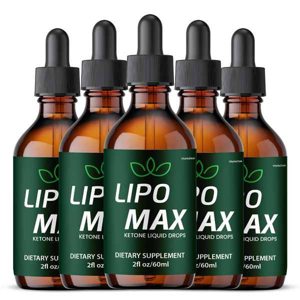 Lipo Max Liquid Supplement, All Natural Max Strength, LipoMax Drops  (5 Pack)