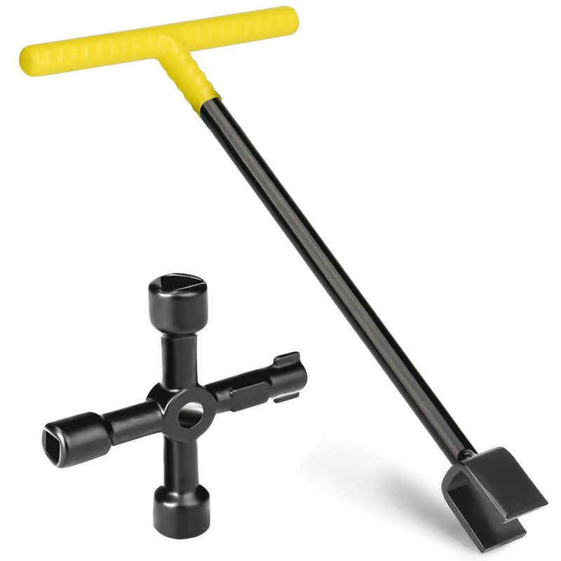Comfylichi Water Meter Key 17 Inch & 4-Way Utility Keys, Steel T-Handle ...