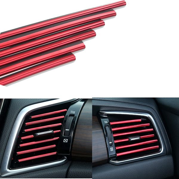 20pcs Car Interior Moulding Trim, Car Air Conditioner Vent Outlet Trim PVC Car Interior Trim Vent Outlet Trim Decoration Strip for All Straight Air Vent Outlet. (Red)