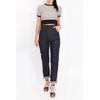 Queen Kerosin Women's Cropped Pullover with Stripes, Crew Neck, Short Sleeve, Crew Neck Jumper, Slim Fit, Striped Ribbed Cuffs, cream