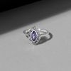 Esse Marcasite Sterling Silver Marquise Amethyst & Marcasite Ring (N)