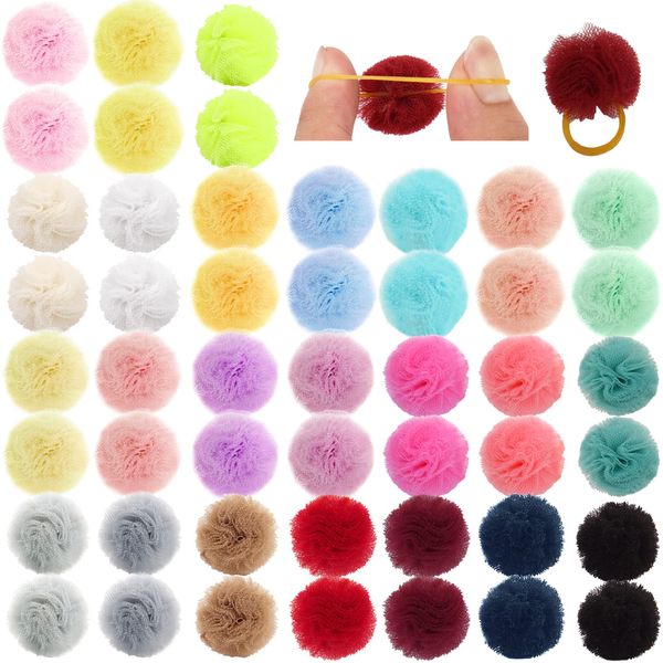 Qearl 48 Pcs Colored Ball Dog Ties Small Dog Bows with Rubber Bands Pet Grooming Hair Accessories for Puppy Small Dog Cat In Pairs