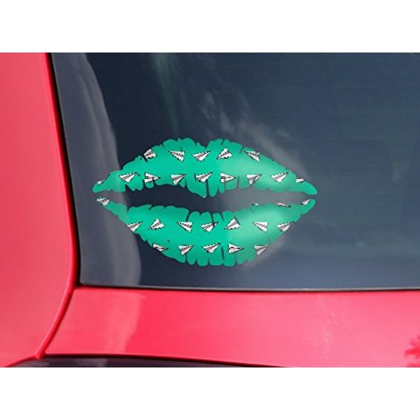 WraptorSkinz Lips Decal 9x5.5 Paper Planes Turquoise