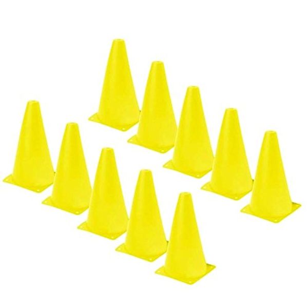 Playscene Training Cones - Set of 12 Yellow 9 INCH Highly Durable Vinyl Cones