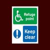 Refuge Point Keep Clear Plastic Sign - Fire, Push Bar/Pad, Disabled Fire Exit, Assembly, Break Glass, Lift - (EE60)