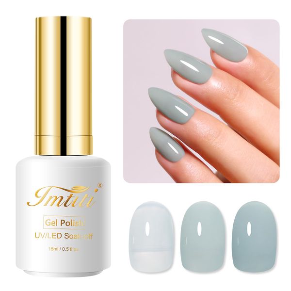 Imtiti Smalto Semipermanente Unghie Trasparente, 15ML Verde Salvia Trasparente Smalti Semipermanenti Per Unghie UV Led Soak Off Smalto Gel Unghie UV Francese Gel Nail Polish Per Donne