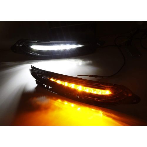 iJDMTOY Lower Bumper Switchback LED Daytime Running Lamp Assy Compatible with 2016-22 Honda HR-V, White DRL w/Amber Turn Signal Flash Feature