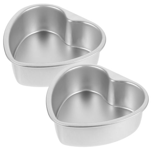 DECHOUS 6 Inch Heart Shape Cake Pan: 2Pcs Small Heart Cake Tins Aluminum 6" Non-stick Baking Molds for Mother's Day, Wedding, Party, Birthday, Valentine's Day - with Removable Bottom