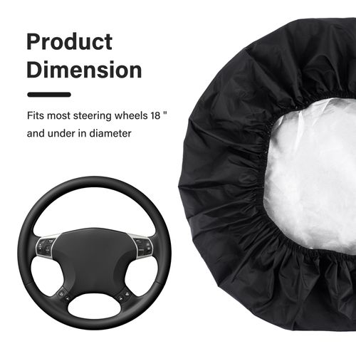 Car Steering Wheel Cover Sun Shade,Silver-Coated Cloth Car Wheel Cover for Blocking Sun & Heat,Universal 18 Inch Steering Wheel Shield Automotive Accessories for Cars Trucks Suvs