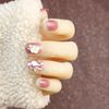 24 Pcs Shimmering Diamond Nail Tips Beautiful Decoration 3D Small Flower Coming-of-Age Ceremony Nail Reception Party After-Party Wedding Nails Beautiful Lovely Pink False Nail