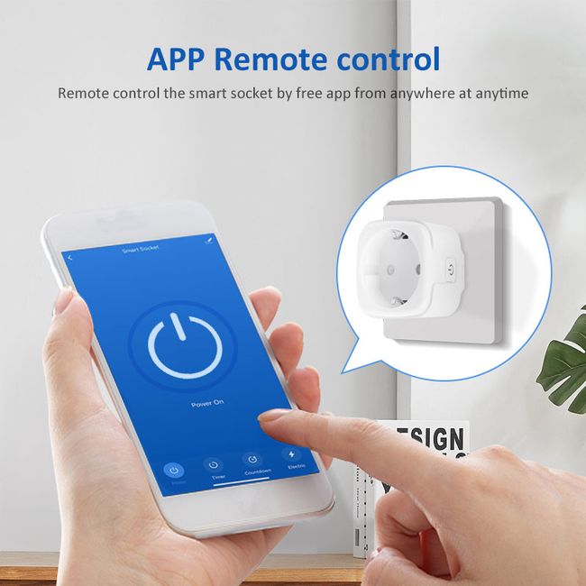 Aubess Outdoor Waterproof Smart Plug, 16A WiFi Remote Control Smart Socket  With Power Monitor Function,For
