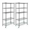 2X 5-Shelf Wire Unit Shelves Storage Rolling Storage Shelf w/ 4 Wheel Casters 