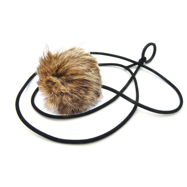 Bouncy Ball Rabbit Fur String Cat Toy Jumbo Size (Natural)