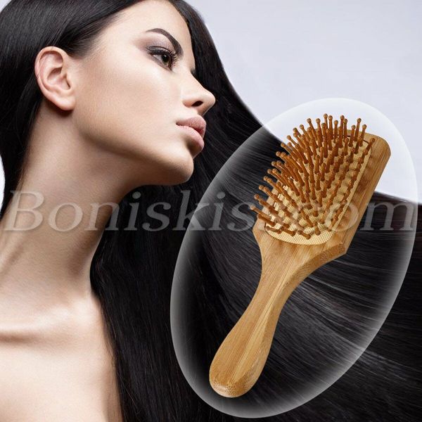 Pro Natural Wooden Bamboo Anti-stati Hair Brush Massager Massage Straight Comb