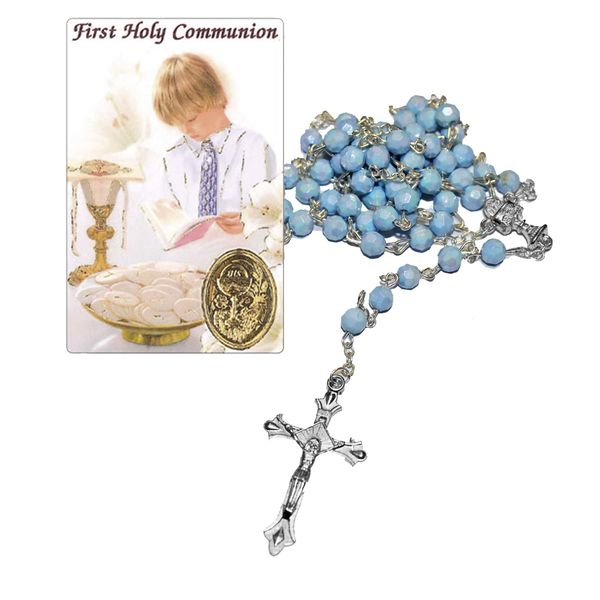 Confirmation Rosary and Prayer Card Gift Set - Boy C6082/BL