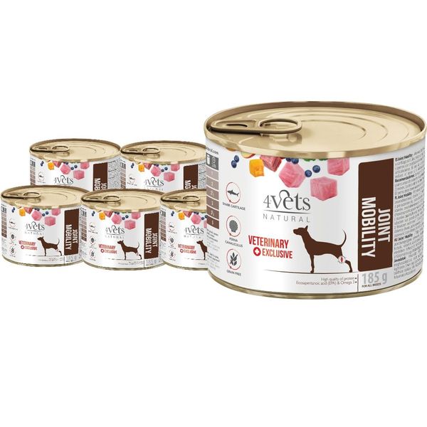 Westho Petfood | 4Vets Joint Mobility Premium 6 x 185 g Nassfutter für Hunde mit Gelenkproblemen | Getreidefrei | Hochwertige Proteine | Hundefutter nass von Tierärzten