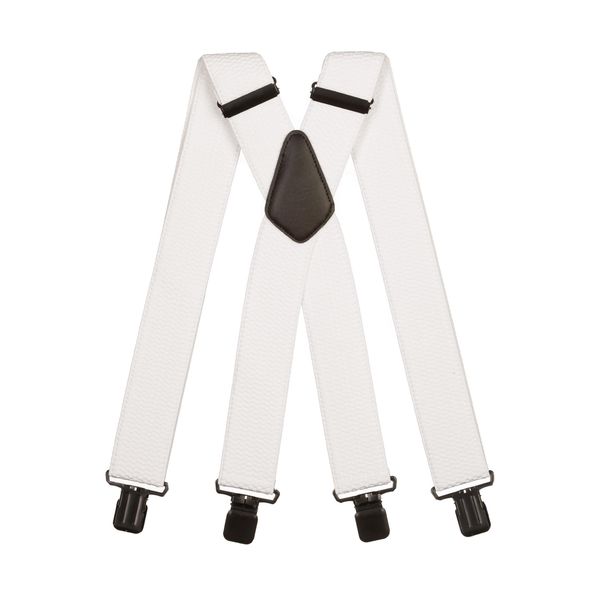 Olata Men's Extra Wide X-Shape Braces/Suspenders - 5cm. White (Black Clips)