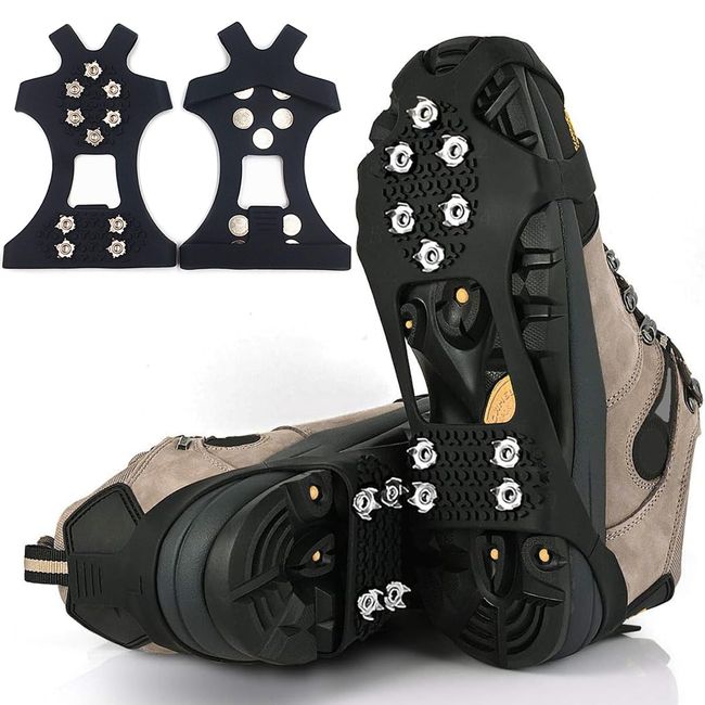 Chain Spike, Crampons, Detachable Spike, 10 Claws, Large, Upgraded Version, Anti-Slip, Snow, Shoes, Lightweight, Anti-Slip, Easy Installation, Quick Fit, Snow Climbing, Commuting to Work, Frozen