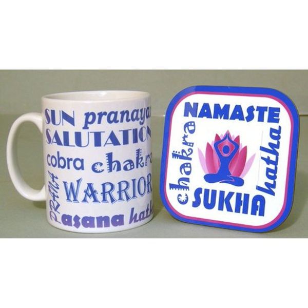 Yoga Text Mug and Coaster Set