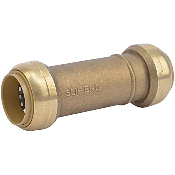 SharkBite 1 Inch Slip Coupling, Push to Connect Brass Plumbing Fitting, PEX